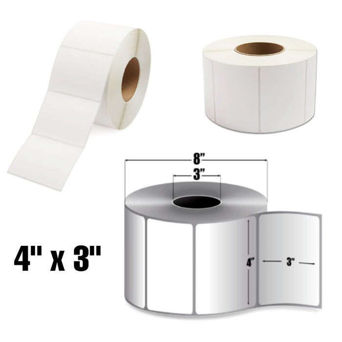4" x 3" Ultra Removable Adhesive Printer Labels for Machine Applications - 2000 Labels Per Roll, 4 Pack Roll